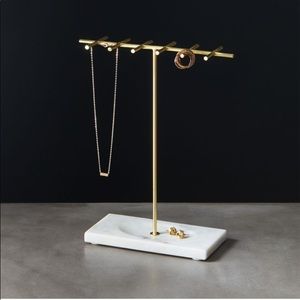 NEW CB2 BRASS & MARBLE JEWELRY HOLDER